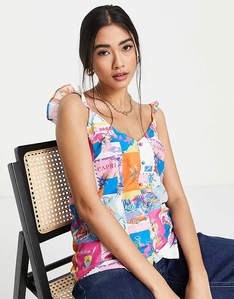 Never Fully Dressed Postcard Cami Top Co-ord In Multi For Women