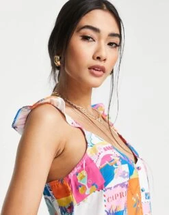 Never Fully Dressed Postcard Cami Top Co-ord In Multi For Women -Never Fully Dressed Sales 201407521 3