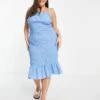 Never Fully Dressed Plus Never Fully Dressed Curve Blue Strappy Jojo Maxi Dress For Women Light Blue
