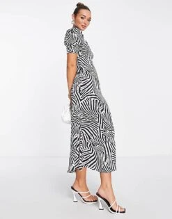 Never Fully Dressed Puff Sleeve Maxi Dress In Zebra Print For Women -Never Fully Dressed Sales 203691410 4