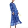 Never Fully Dressed Metallic Long Sleeve Maxi Dress In Cobalt For Women Cobalt Metallic