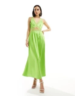 Never Fully Dressed Lace Insert Midaxi Dress In Lime Green For Women -Never Fully Dressed Sales 206166503 1 limegreen 1