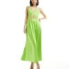Never Fully Dressed Lace Insert Midaxi Dress In Lime Green For Women