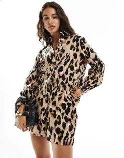 Never Fully Dressed Linen Shirt Co-ord In Leopard For Women -Never Fully Dressed Sales 206166711 1 leopard 1