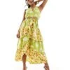 Never Fully Dressed Petite Contrast Ruffle Maxi Dress In Leopard Floral For Women