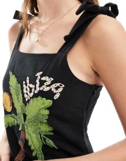 Never Fully Dressed Catalina Embellished Mini Dress In Black For Women -Never Fully Dressed Sales 206403766 3