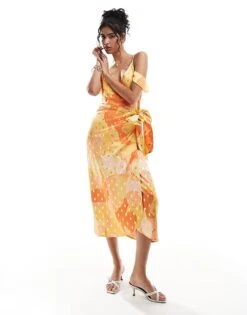 Never Fully Dressed Gold Fleck Off Shoulder Midaxi Dress In Ombre For Women Ombre/gold