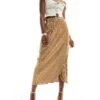 Never Fully Dressed Jaspre Plisse Midi Skirt In Gold For Women