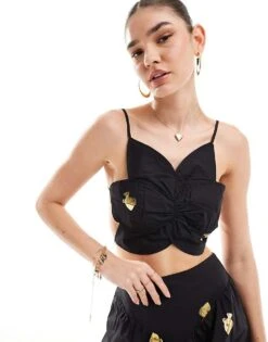 Never Fully Dressed Crop Top Co-ord In Black For Women