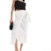 Never Fully Dressed Jaspre Linen Wrap Midaxi Skirt In White For Women