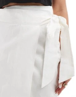 Never Fully Dressed Jaspre Linen Wrap Midaxi Skirt In White For Women -Never Fully Dressed Sales 206404556 3