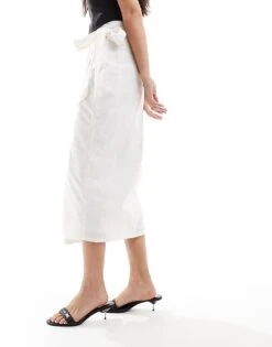 Never Fully Dressed Jaspre Linen Wrap Midaxi Skirt In White For Women -Never Fully Dressed Sales 206404556 4
