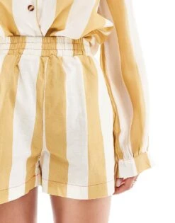 Never Fully Dressed Striped Shorts Co-ord In Neutral Stripe For Women Beige/white -Never Fully Dressed Sales 206404581 3