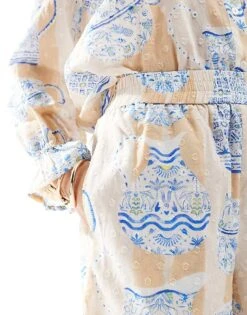 Never Fully Dressed High Waisted Shorts Co-ord In Teapot Print For Women Pastel/cobalt -Never Fully Dressed Sales 206404620 5