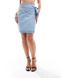 Never Fully Dressed Petite Jaspre Mini Skirt In Denim For Women Blue -Never Fully Dressed Sales 206411203 5