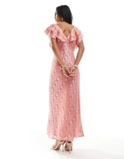 Never Fully Dressed Petite Tilda Gold Fleck Ruffle Maxi Dress In Pink For Women -Never Fully Dressed Sales 206411212 3