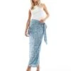 Never Fully Dressed Petite Midaxi Skirt In Pastel Blue Sequin For Women