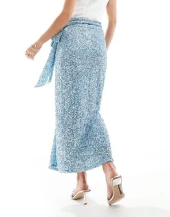 Never Fully Dressed Petite Midaxi Skirt In Pastel Blue Sequin For Women -Never Fully Dressed Sales 206411239 5