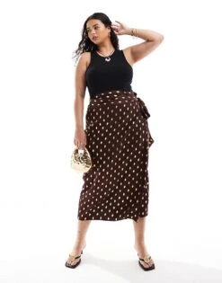 Never Fully Dressed Plus Jaspre Gold Fleck Midi Skirt In Chocolate For Women -Never Fully Dressed Sales 206411924 1 chocolate 1