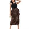 Never Fully Dressed Plus Jaspre Gold Fleck Midi Skirt In Chocolate For Women