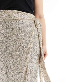 Never Fully Dressed Plus Jaspre Midi Skirt In Silver Sequin For Women -Never Fully Dressed Sales 206411979 4