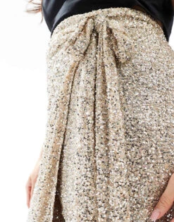 Never Fully Dressed Plus Jaspre Midi Skirt In Silver Sequin For Women -Never Fully Dressed Sales 206411979 5