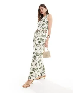 Never Fully Dressed Waistcoat And Maxi Skirt Co-ord In Green Palm Print