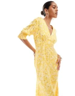 Never Fully Dressed May Puff Sleeve Gold Fleck Maxi Dress In Yellow For Women -Never Fully Dressed Sales 206872699 3