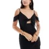 Never Fully Dressed Tie Front Midi Dress In Black For Women