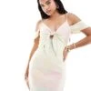 Never Fully Dressed Tie Front Metallic Midi Dress In Pastel And Gold For Women Pastel/gold