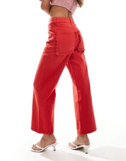 Never Fully Dressed Scallop Pocket Jeans In Red For Women -Never Fully Dressed Sales 207007977 1 red 1