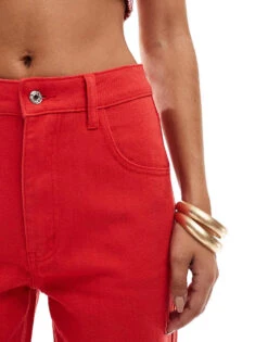 Never Fully Dressed Scallop Pocket Jeans In Red For Women -Never Fully Dressed Sales 207007977 5