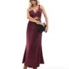 Never Fully Dressed Petite Lace Cut-out Slip Maxi Dress In Burgundy For Women Oxblood