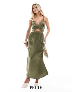 Never Fully Dressed Petite Lace Cut-out Slip Midaxi Dress In Soft Olive For Women -Never Fully Dressed Sales 207032516 1 softolive 1