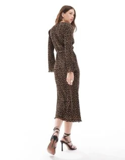 Never Fully Dressed Plisse Midaxi Dress In Leopard Print For Women -Never Fully Dressed Sales 207033589 3
