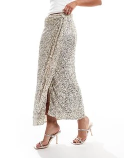 Never Fully Dressed Jaspre Embellished Midi Skirt In Silver For Women -Never Fully Dressed Sales 207033766 5