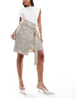Never Fully Dressed Jaspre Embellished Mini Skirt In Silver For Women -Never Fully Dressed Sales 207033768 1 silver 1