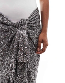 Never Fully Dressed Petite Jaspre Embellished Midi Skirt In Charcoal For Women -Never Fully Dressed Sales 207034603 4