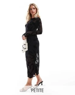 Never Fully Dressed Petite Romance Mesh Maxi Dress With Slip In Black For Women -Never Fully Dressed Sales 207034625 1 black 1