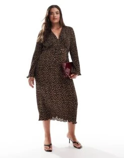 Never Fully Dressed Plus Plisse Midaxi Dress In Leopard Print For Women -Never Fully Dressed Sales 207044054 1 leopardprint 1