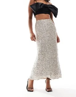 Never Fully Dressed Petite Sequin Maxi Skirt In Silver For Women -Never Fully Dressed Sales 207057817 4