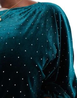 Never Fully Dressed Plus Tilly Off Shoulder Velvet Midaxi Dress In Emerald For Women -Never Fully Dressed Sales 207062915 3