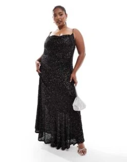 Never Fully Dressed Plus Mya Embellished Midaxi Dress In Black Sequin For Women -Never Fully Dressed Sales 207062931 3