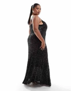 Never Fully Dressed Plus Mya Embellished Midaxi Dress In Black Sequin For Women -Never Fully Dressed Sales 207062931 4