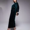 Never Fully Dressed Tilly Off Shoulder Velvet Midaxi Dress In Emerald For Women