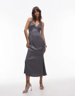 Never Fully Dressed Lace Contrast Midaxi Dress In Grey For Women -Never Fully Dressed Sales 207129240 1 grey 1