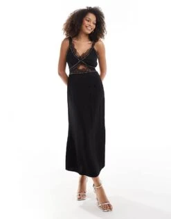 Never Fully Dressed Mimi Studded Lace Midaxi Dress In Black For Women Black/silver