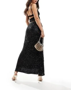 Never Fully Dressed Sequin Maxi Skirt In Black For Women -Never Fully Dressed Sales 207129264 3