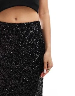 Never Fully Dressed Sequin Maxi Skirt In Black For Women -Never Fully Dressed Sales 207129264 4