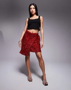 Never Fully Dressed Jaspre Embellished Mini Skirt In Red For Women -Never Fully Dressed Sales 207129272 1 red 1